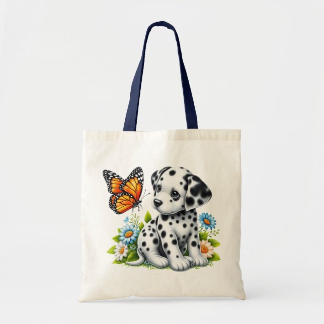 Cute Dalmatien/Butterfly-vänner Tygkasse (Framsidan)