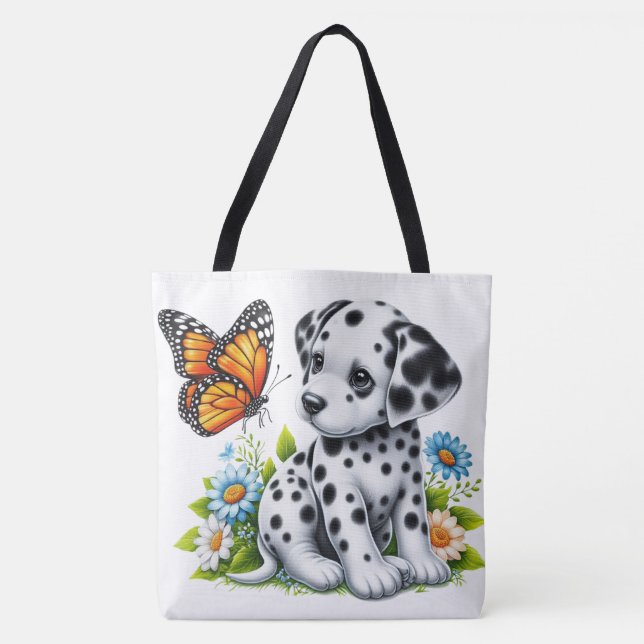 Cute Dalmatien/Butterfly-vänner Tygkasse (Framsida)