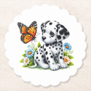 Cute Dalmatien/Butterfly-vänner Underlägg Papper