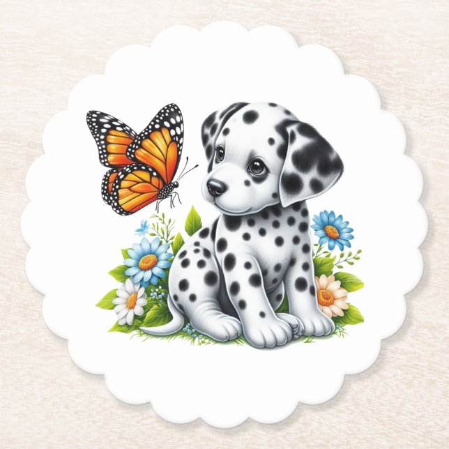 Cute Dalmatien/Butterfly-vänner Underlägg Papper (Framsida)