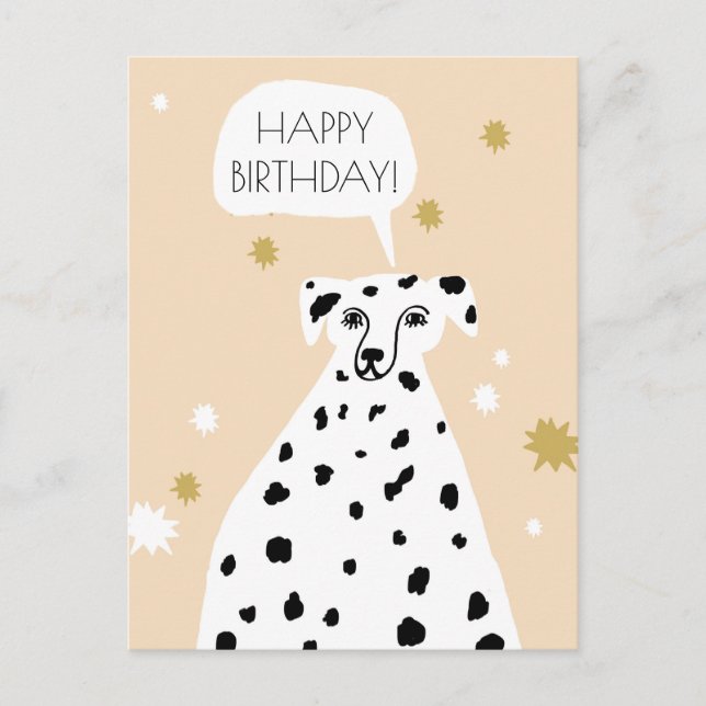 Cute Dalmatien Hund Abstrakt Grattis på födelsedag Vykort (Framsida)