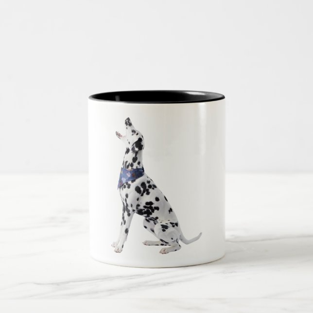Cute Dalmatien Hund Sitta Två-Tonad Mugg (Center)