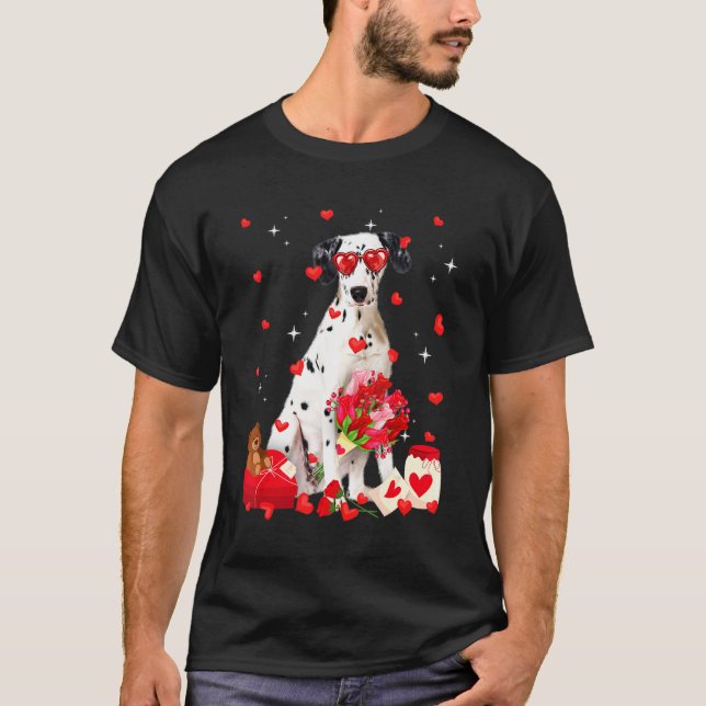 Cute Dalmatien Hund Valentine Roligt Hund Pappa Hu T Shirt (Framsida)