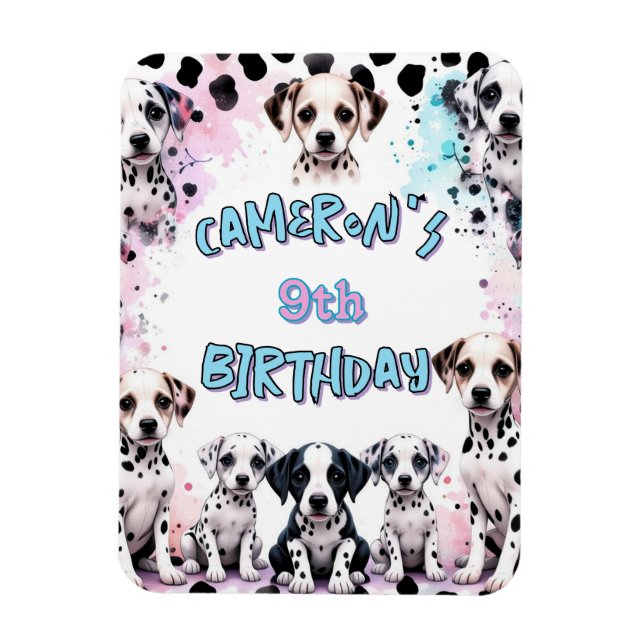 Cute Dalmatien Puppy Birthday Watercolor Magnet (Vertikal)