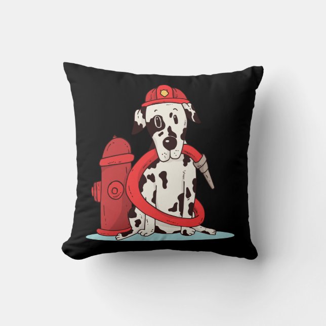 Cute Dalmatien Puppy Fire Hund Firefighter Kudde (Framsida)