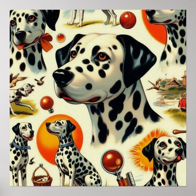 Cute Dalmatien Seamless Poster (Framsidan)