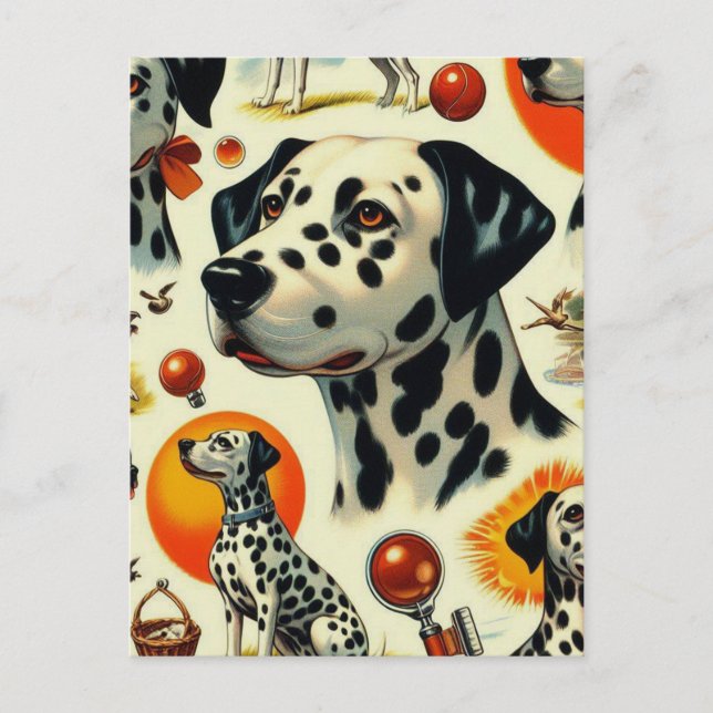 Cute Dalmatien Seamless Vykort (Framsida)