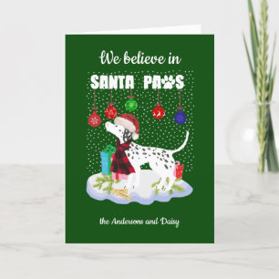 Cute Dalmatien Tro jultomten Tassar jul Helgkort