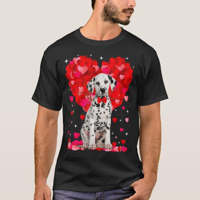 Cute Dalmatien Valentines day Heart Puppy Kärlek T Shirt (Framsida)