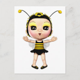 Cute Dam Bumblebee Fairy Doll 2 Vykort