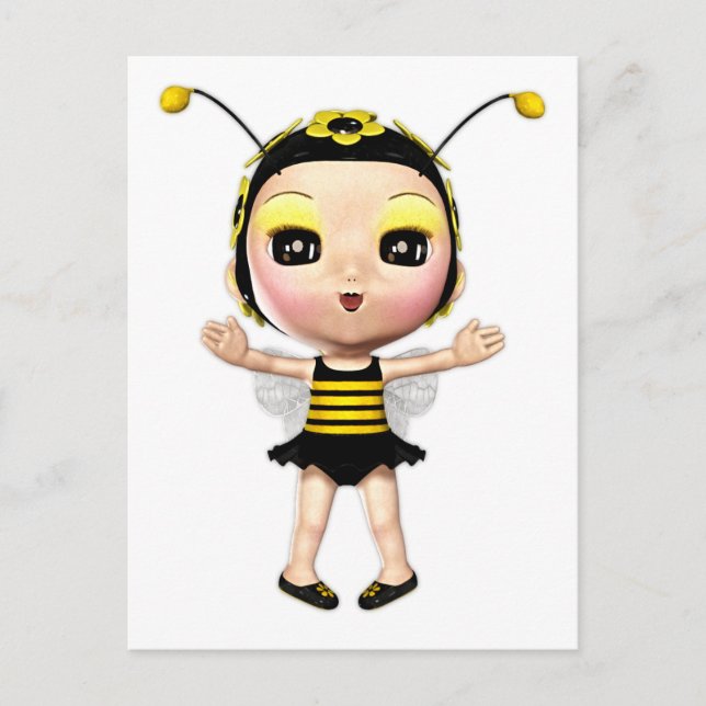 Cute Dam Bumblebee Fairy Doll 2 Vykort (Framsida)