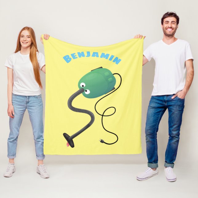 Cute dammsugare tecknad humor fleecefilt (På plats)