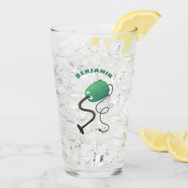 Cute dammsugare tecknad humor glaskopp (Bakside Is)