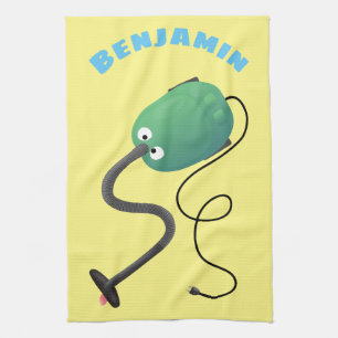 Cute dammsugare tecknad humor kökshandduk