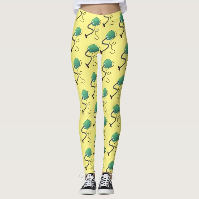 Cute dammsugare tecknad humor leggings (Framsida)