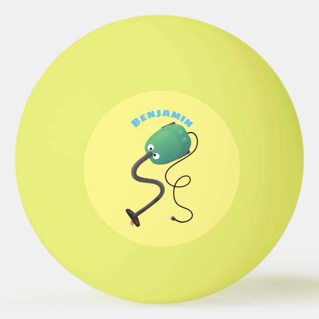 Cute dammsugare tecknad humor pingisboll (Framsidan)