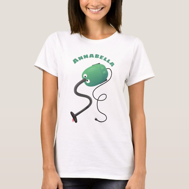Cute dammsugare tecknad humor t shirt (Framsida)