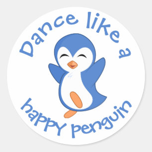 Cute Dance som en Lycklig Penguin Runt Klistermärke