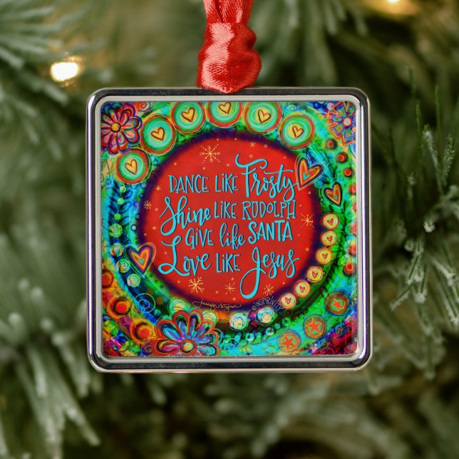 Cute Dance som Frosty Kärlek som Jesus Inspirice Julgransprydnad Metall (Träd)