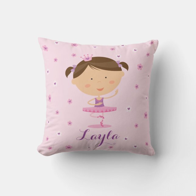 Cute Dancer Ballerina Girl Pillow Kudde (Framsida)