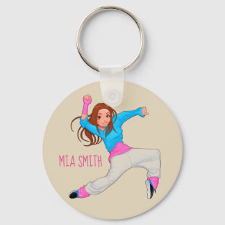 Cute dancer hip hop personlig namn nyckelring