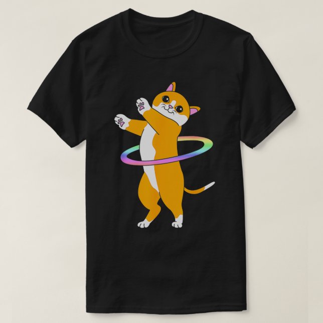 Cute Dancer Hula Hooper Cat Hula Ring T Shirt (Design framsida)
