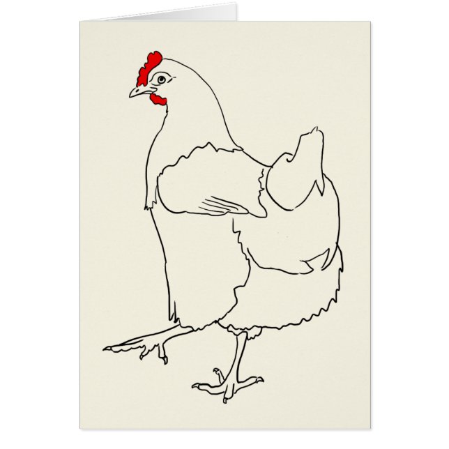 Cute Dancing Chicken Funny Line Teckning Animal Ar Hälsningskort (Framsidan)