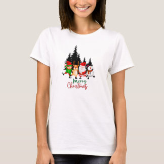 Cute Dancing Christmas Squad with Santa, Reindeer T Shirt