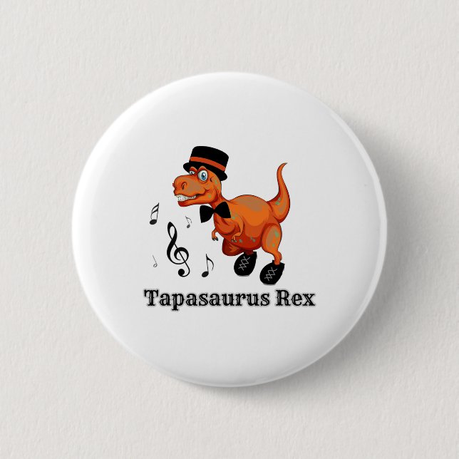 Cute Dancing Dinosaur Tap Dance Gift - Tapasaurus Knapp (Framsida)