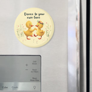 Cute Dancing Ducklings med Blommigt Vår Vibes Magnet