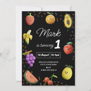 Cute Dancing Fruit Birthday Inbjudningar