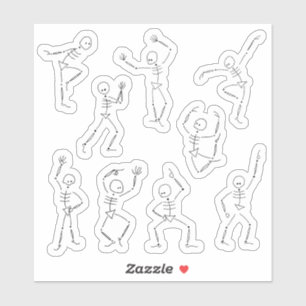 Cute Dancing Halloween Skeletons Klistermärken