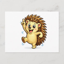 Cute Dancing Hedgehog Cartoon | Funny Woodland Ani Vykort