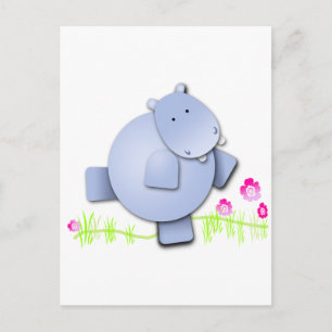 Cute Dancing Hippo Vykort