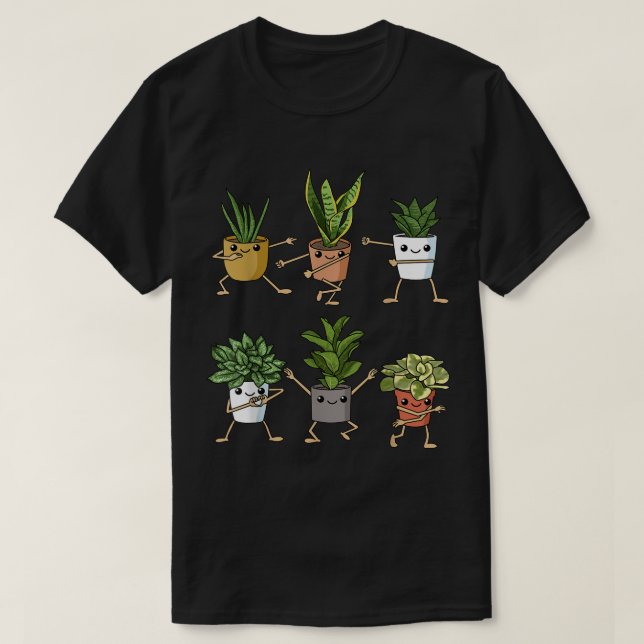 Cute Dancing Houseplants Cartoon Design T Shirt (Design framsida)