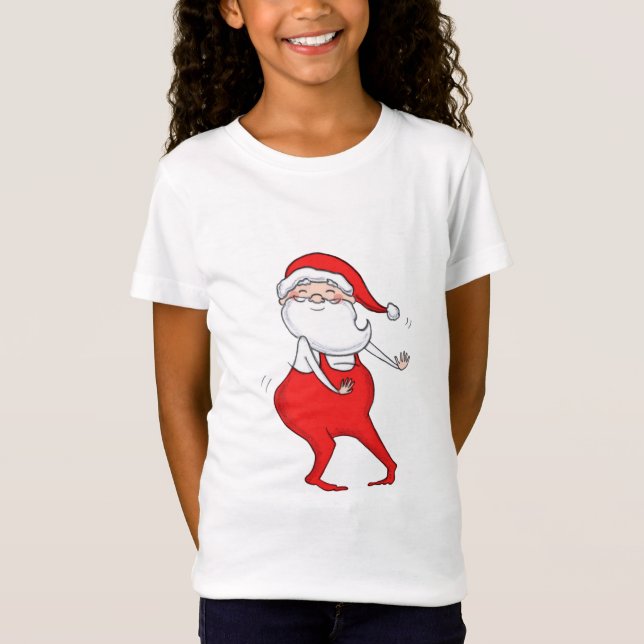 Cute Dancing Jultomten jul T-shirt (Framsida)