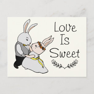 Cute Dancing Kärlek Bunnies Kärlek är Sweet Bröl Vykort