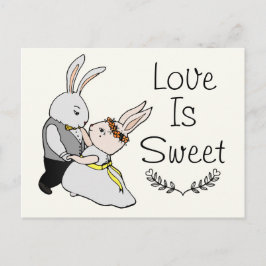 Cute Dancing Kärlek Bunnies | Kärlek är Sweet Bröl Vykort