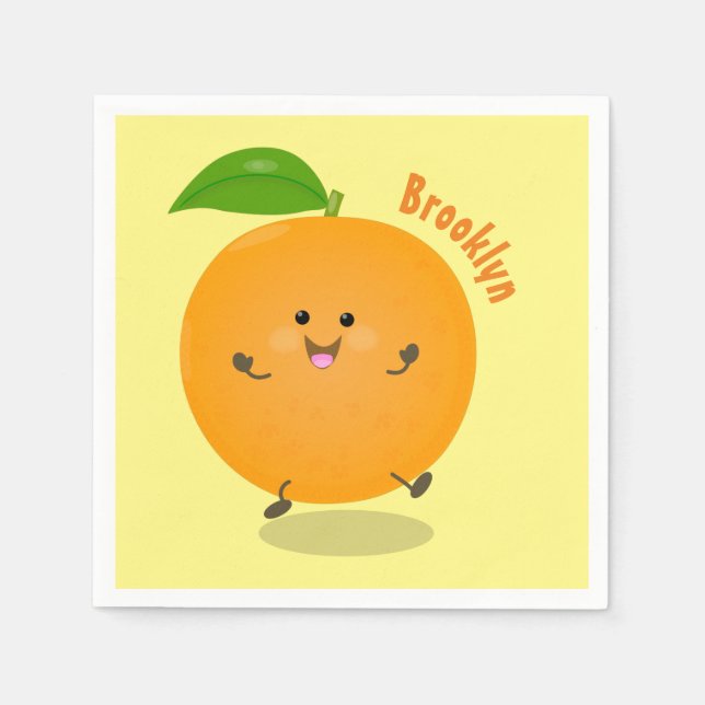 Cute dancing orange citrus fruit pappersservett (Framsidan)