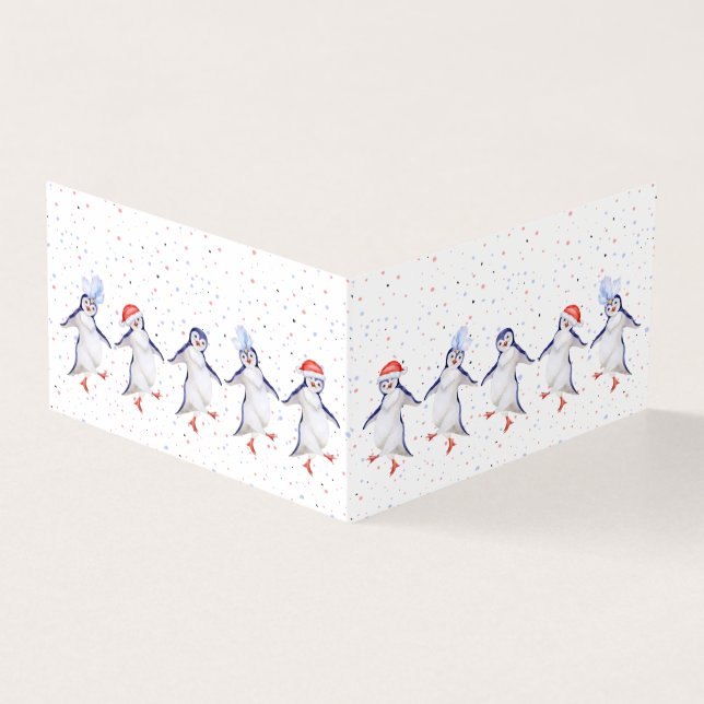 Cute Dancing Penguins jul Kort (Utsida)