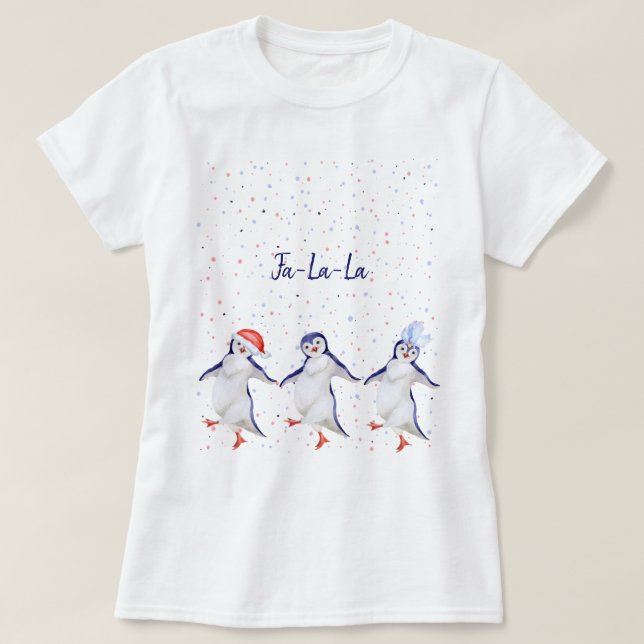 Cute Dancing Penguins jul T Shirt (Design framsida)