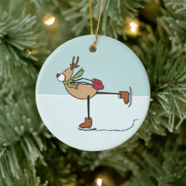 Cute Dancing Reindeer Ceramic Ornament