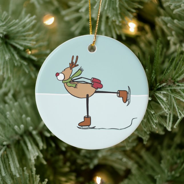 Cute Dancing Reindeer Ceramic Ornament (Träd)