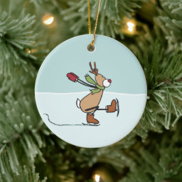 Cute Dancing Reindeer Ceramic Ornament