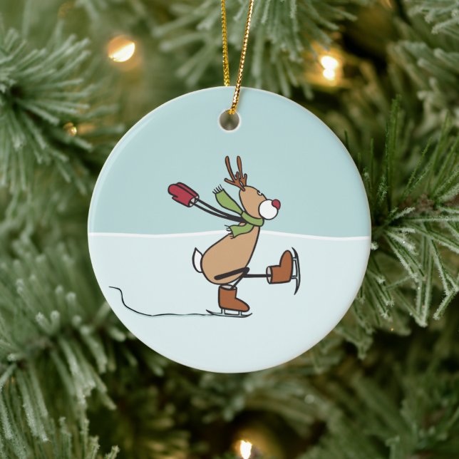 Cute Dancing Reindeer Ceramic Ornament (Träd)