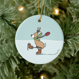 Cute Dancing Reindeer Ceramic Ornament