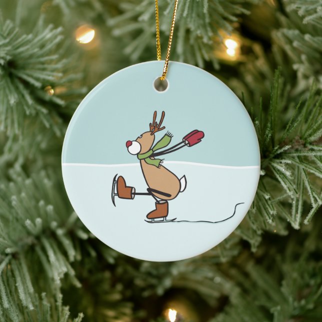 Cute Dancing Reindeer Ceramic Ornament (Träd)