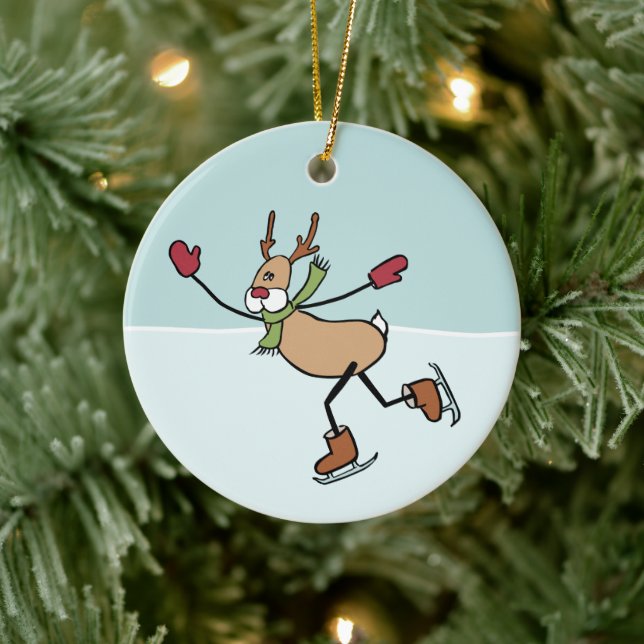 Cute Dancing Reindeer Ceramic Ornament (Träd)