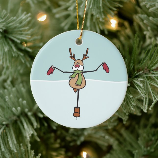 Cute Dancing Reindeer Ceramic Ornament (Träd)