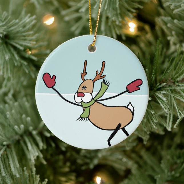 Cute Dancing Reindeer Ceramic Ornament (Träd)